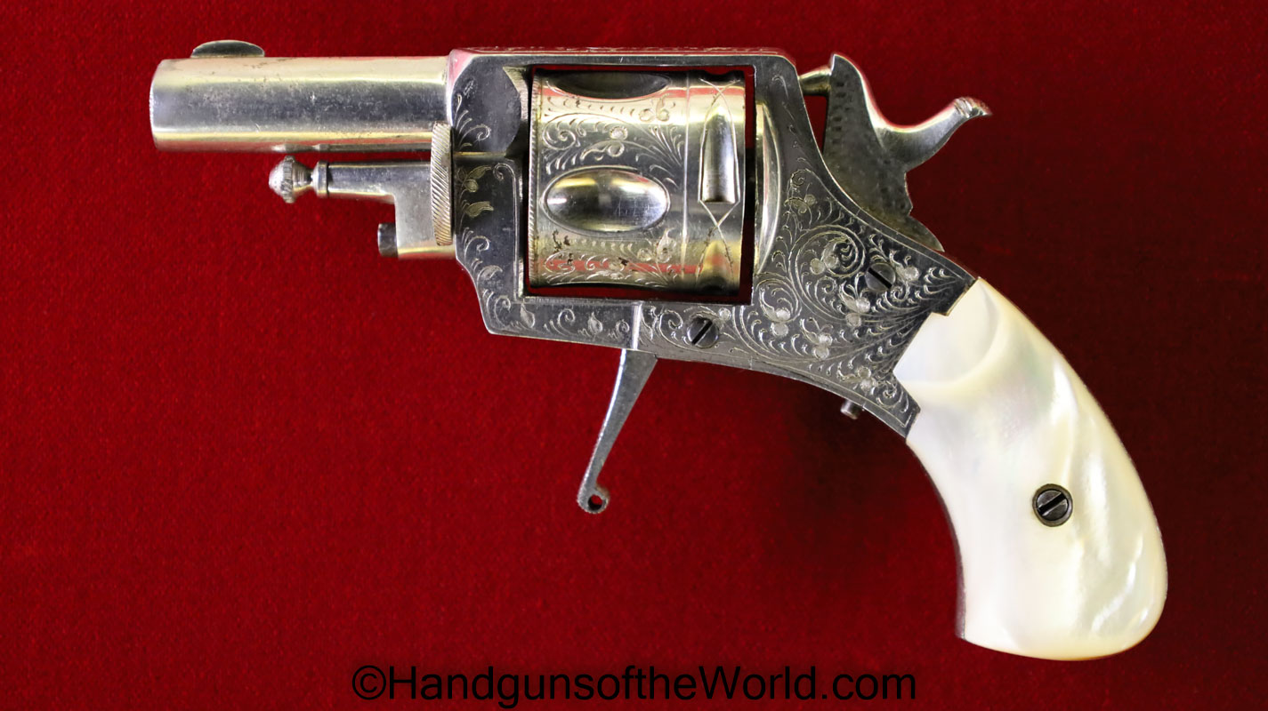 .320, ancion marx, Antique, Belgian, Belgium, factory engraved, Handgun, pearl grips, puppy, Revolver