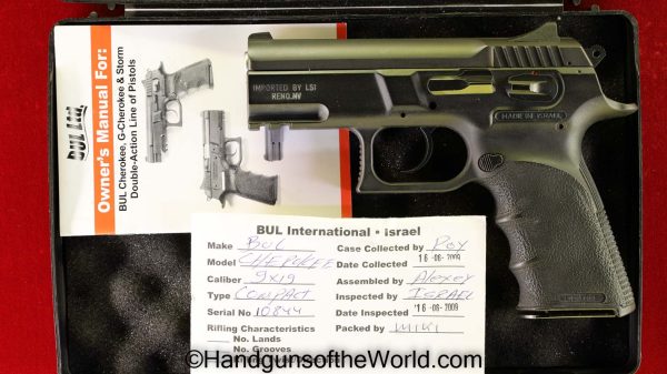 9mm, BUL, Cased, Cherokee, Handgun, LNIB, lnic, Pistol, with case