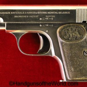 .25, 1905, 1906, 6.35, Belgian, Belgium, Browning, C&R, factory nickel, FN, Handgun, Pistol