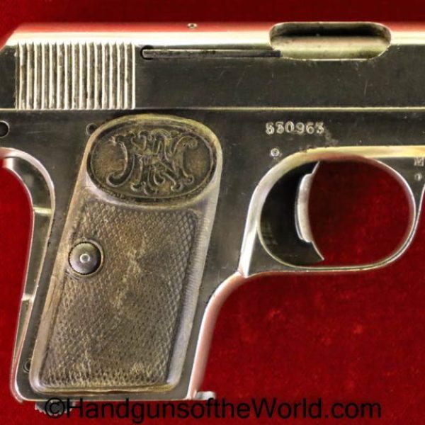 .25, 1905, 1906, 6.35, Belgian, Belgium, Browning, C&R, factory nickel, FN, Handgun, Pistol