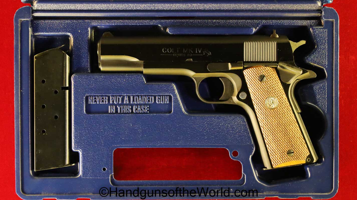 .45acp, America, American, Built, C&R, Cased, Colt, Government, Government Model, Handgun, in case, mark 4, mark IV, mint, Mk 4, Mk IV, Pistol, Series 80, usa