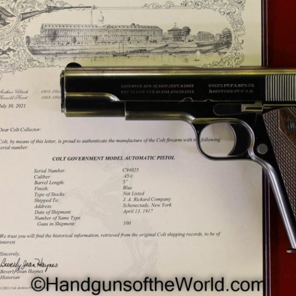 .45acp, America, American, Built, C&R, Colt, Government, Government Model, Handgun, Pistol, provenance, usa