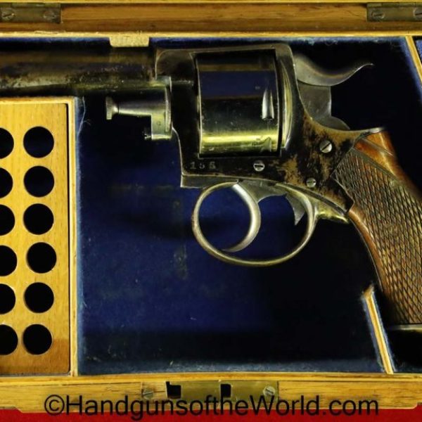 .450, Antique, Britain, British, Cased, double action, english, Handgun, oak case, Revolver, UK, United Kingdom, with case