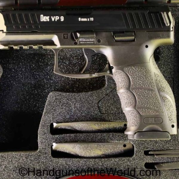 9mm, Cased, Handgun, Heckler & Koch, Heckler and Koch, hk, Pistol, VP9, with case and extras