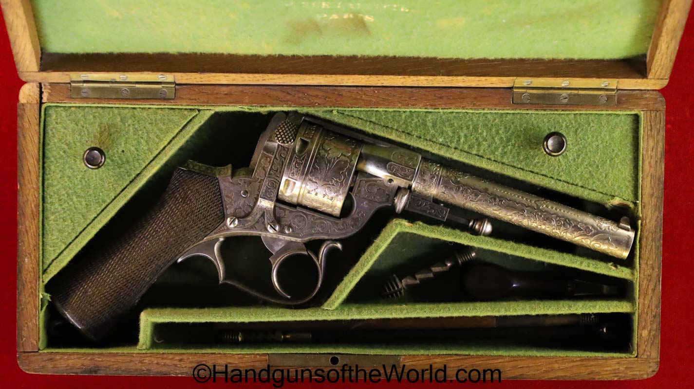 10.4, 1859, Antique, Engraved, Handgun, Perrin, Presentation Cased, Revolver
