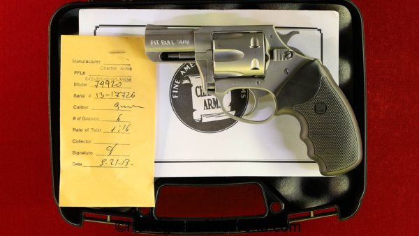 Charter Arms, Pitbull, Pitbull, 9mm, Revolver, Cased, with Case, Handgun, USA, America, American, Stainless Steel, Stainless, Snub, Snub Nose
