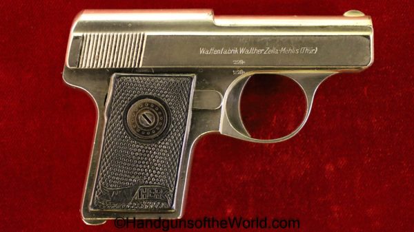 Walther, 9, Model 9, 6.35, .25, German, Germany, Vest Pocket, Handgun, Pistol, C&R, Factory Nickel, Nickel