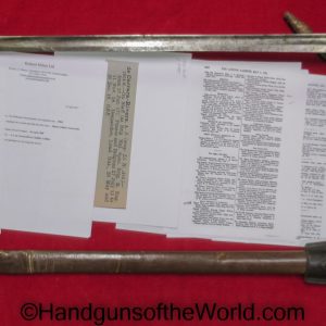 British, Sword, Britain, england, english, Original, UK, United Kingdom, Wilkinson, Royal Artillery, A.J. Carrera-Rivers, Provenance, Consul To Mexico