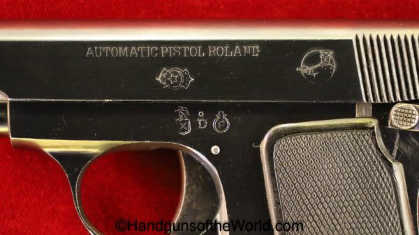Francisco Arizmendi, Arizmendi, Roland, .25, 6.35, Akah, Retailer Marked, Handgun, Pistol, C&R, Spain, Spanish, 1931, German, Germany, Marked