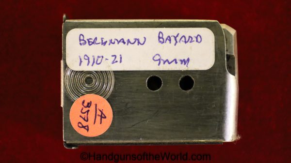 Bergmann Bayard, 1910, 1910/21, 9mm, Magazine, Clip, Mag, Original, Collectible, 1910-21, Bayard, Bergmann, Pieper, Handgun, Hand gun, Pistol