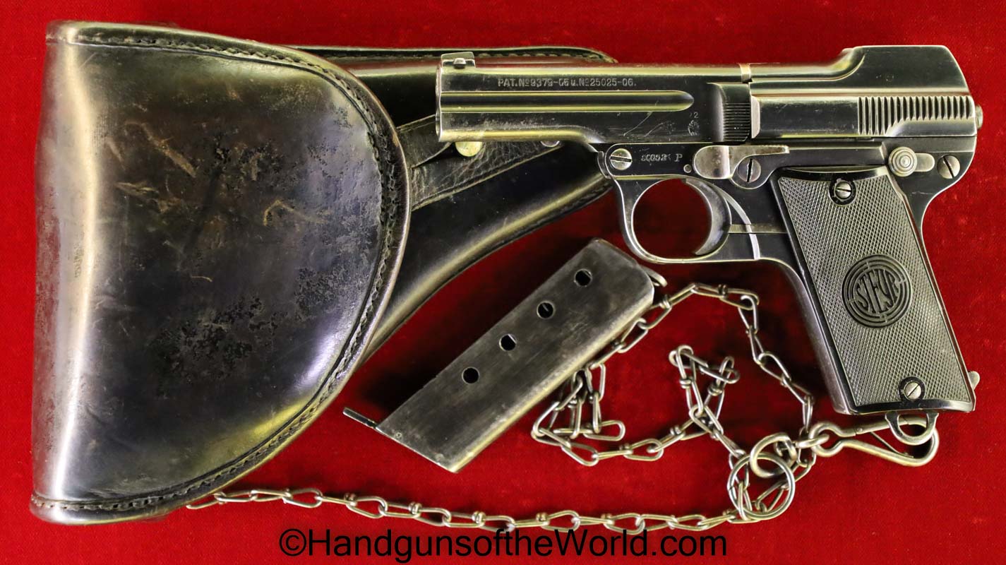 Steyr, 1908/34, 1908, .32, 7.65, Austria, Austrian, Police, SW, 2 Matching Magazines, 2 Matching Mags, 2 Matching Clips, Holster, Full Rig, Handgun, Pistol, C&R