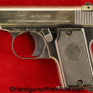 Melior, New Model, 6.35, .25, Akah, Akah Marked, Retailer, Retailer Marked, Handgun, Pistol, C&R, Belgium, Belgian, Vest Pocket, German, Germany