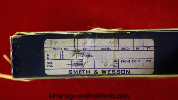 S&W, Smith and Wesson, Smith & Wesson, Model 39, 39, 9mm, USAF, Air Force, Handgun, Pistol, C&R, USA, America, American, Boxed, with Box, Letter, Military