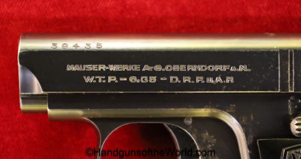 Mauser, WTP, WTP I, WTP 1, 6.35, 6.35mm, .25acp, .25, German, Germany, Early, Handgun, Pistol, C&R, Vest Pocket, with Holster, Original, Pocket Holster