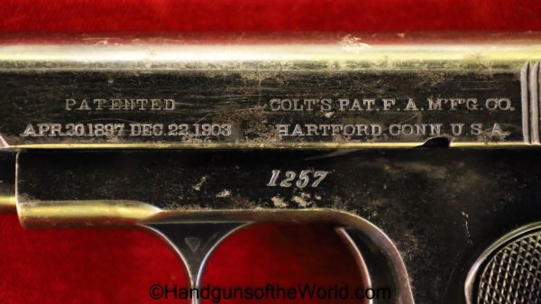 Colt, 1908, .380, .380acp, 9mmK, Hammerless, 1st Year, First Year, 1st, First, Year, Production, Early, Handgun, Pistol, C&R, USA, America, American, Pocket