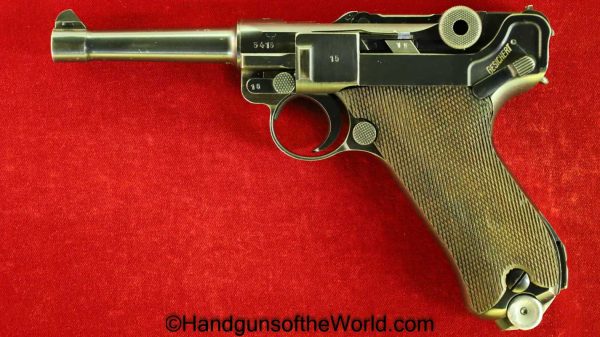 1942, Mauser, Mauser Banner, Banner, Luger, Eagle L, E/L, Police, P08, P-08, P 08, 9mm, Handgun, Pistol, C&R, German, Germany, Nazi, Matching Magazine,