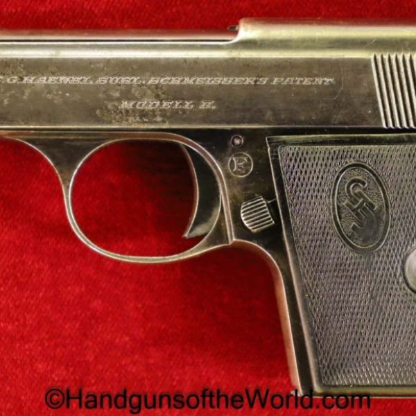 Haenel Schmeisser, Model 2, 6.35, 6.35mm, .25, .25acp, .25 acp, .25 Auto, Handgun, Pistol, Vest Pocket, C&R, Collectible, German, Germany, with Holster, Model II