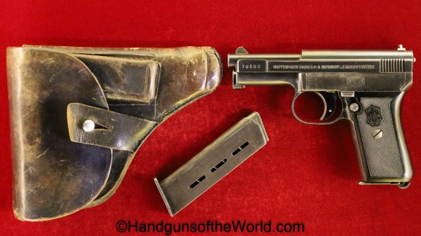 Mauser, 1910, 6.35, 6.35mm, .25, .25acp, .25 acp, .25 Auto, Handgun, Pistol, C&R, Vest Pocket, Collectible, Holster, Full Rig, Black Grip, Black, Bakelite, German, Germany