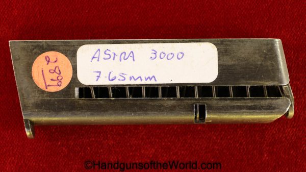 Astra, 3000, 7.65mm, 7.65, 32, .32, acp, auto, Magazine, Clip, Mag, Spain, Spanish, Original, Handgun, Hand gun, Pistol, Collectible, Blue, Blued