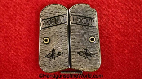 Colt, 1903, 1908, Grips, Grip, Original, Hard Rubber, Rubber, Black, with Screw, Screw, 2nd, Second, Type, Issue, Handgun, Pistol, Pocket, Hammerless