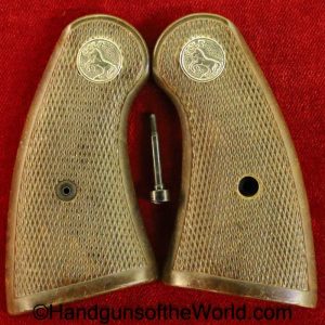 Colt, Official Police, Revolver, Grips, Brown, plastic, with Colt medallions, Medallions, Official, Police, Original, Collectible, Handgun, with, USA