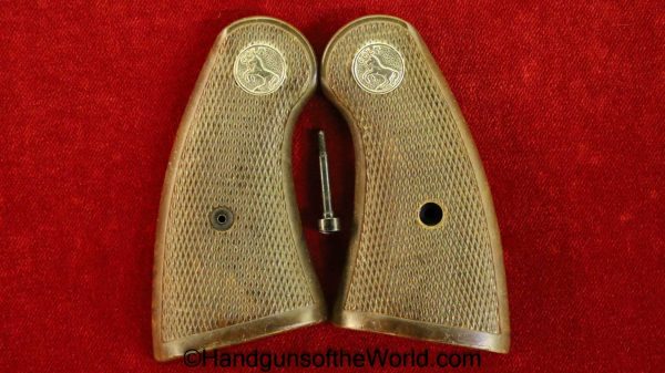 Colt, Official Police, Revolver, Grips, Brown, plastic, with Colt medallions, Medallions, Official, Police, Original, Collectible, Handgun, with, USA