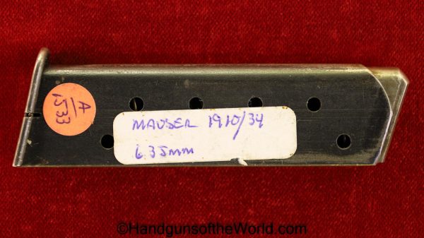 Mauser, 1910/34, 6.35mm, Magazine, Clip, Mag, Original, German, Germany, Handgun, Pistol, 1910, .25, 25, .25acp, .25 auto, 6.35, Hand gun