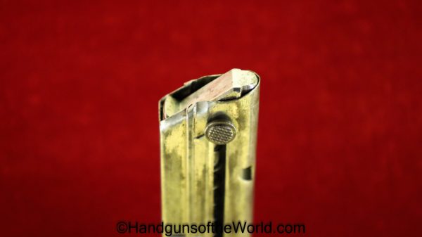 Luger, 9mm, Mag, Magazine, Clip, Aluminum Base, Unnumbered, Aluminum, Handgun, Pistol, Original, Hand gun, Nickel, P08, P.08, P 08, P-08, German, Germany