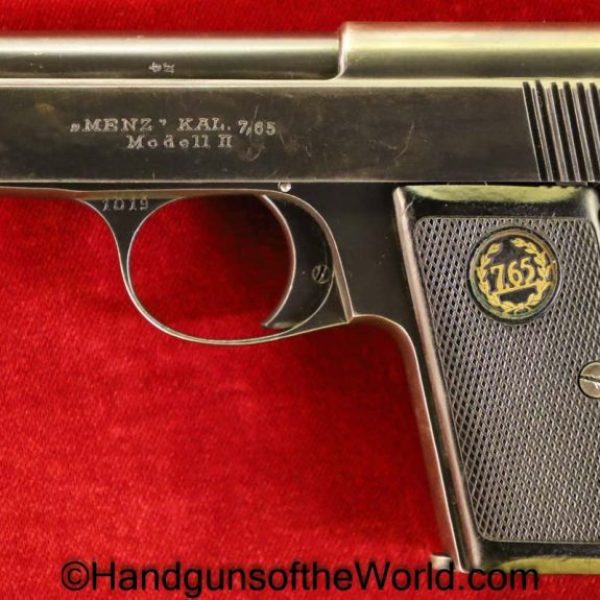 Menz, Model II, II, 2, 7.65, 7.65mm, .32, .32 acp, .32acp, .32 auto, German, Germany, Pocket, Handgun, Firearm, Collectible, C&R, with Holster, Holster, Original