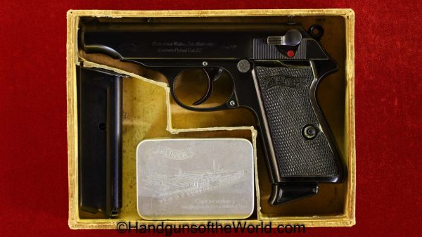 Walther, PP, .22lr, E/N, with Original Box, .22, Eagle N, Eagle/N, WWII, WW2, German, Germany, Nazi, Handgun, Pistol, C&R, Boxed, Collectible, Mint