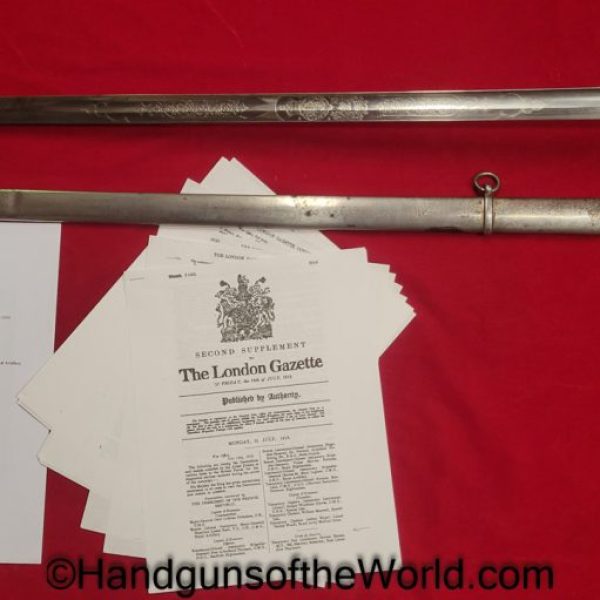 Wilkinson, Medium Duty, Royal Artillery, Sword, with Provenance, Provenance, Original, William Eteson Wailes, 1888, British, Britain, English, England, UK