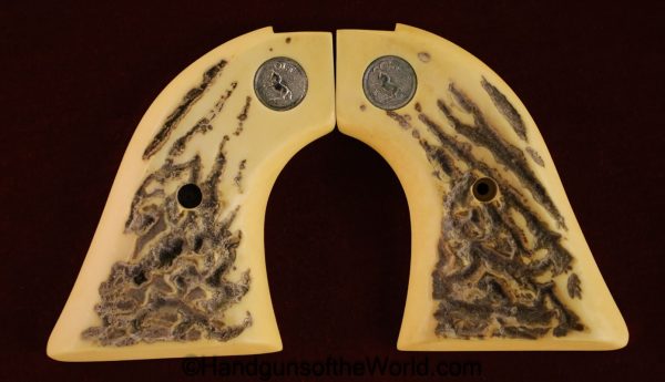 Colt, Scout, Revolver, Grips, SAA, Stag, Simulated, Single Action Army, Handgun, Pistol, Hand gun, Grip, Pair, Medallion, Medallions