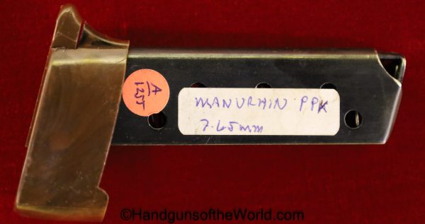 Manurhin, PPK, 7.65mm, 7.65, .32, .32acp, .32 acp, .32 auto, Magazine, Clip, Mag, with Box Base, Box, Base, Brown, Original, Handgun, Pistol, Walther,