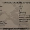 Colt, Commando, .38 Special, .38, with Provenance, USA, America, American, WWII, WW2, 1942, with Letter, Lettered, Handgun, Revolver, C&R, Collectible