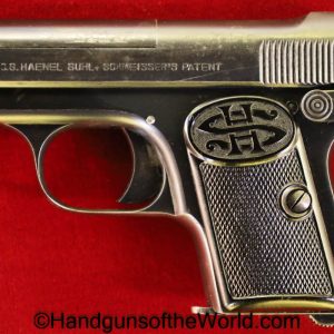 Haenel Schmeisser, Haenel, Schmeisser, Model, I, 1, 6.35mm, .25, Handgun, Pistol, C&R, Collectible, German, Germany, VP, Vest Pocket, Holster, .25 acp, 6.35