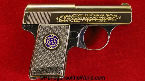 Walther, 9, Model 9, 6.35mm, Factory Engraved, Engraved, with Holster, German, Germany, Handgun, Pistol, C&R, Collectible, VP, Vest Pocket, .25, 6.35,