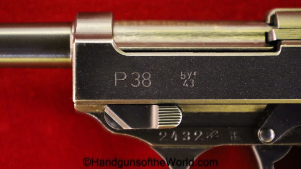 Walther, P38, P 38, P.38, P-38, BYF 43, Mauser, byf, 1943, 9mm, Dusty Blue Finish, Handgun, Pistol, C&R, Collectible, German, Germany, Nazi, WWII, WW2