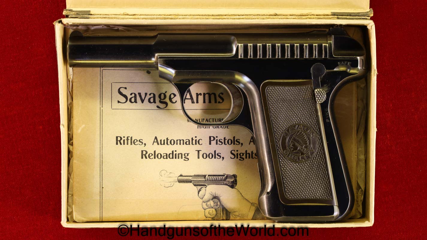 Savage, 1907, .32, .32acp, .32 acp, .32 auto, High Polish, in Box, Boxed, with Box, 1907-13, Mod 2, Handgun, Pistol, C&R, Collectible, USA, America, American