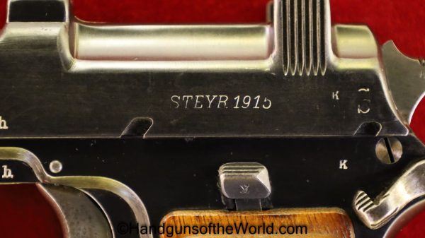 Steyr, Hahn, 1911, 9mm, Austrian, Austria, Hungary, Hungarian, WW1, WWI, Unit Marked, Handgun, Pistol, C&R, Collectible, 1915, Austria Hungary