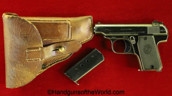 Melior, New Model, 6.35mm, Geco, Retailer Marked, with Holster, German, Germany, Belgian, Belgium, Handgun, Pistol, C&R, Collectible, 1920, WWII, WW2, .25