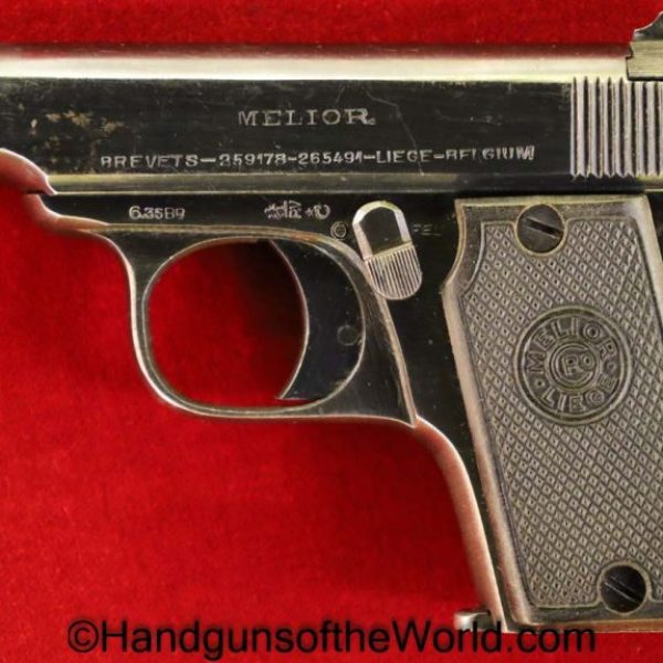 Melior, New Model, 6.35mm, Geco, Retailer Marked, with Holster, German, Germany, Belgian, Belgium, Handgun, Pistol, C&R, Collectible, 1920, WWII, WW2, .25
