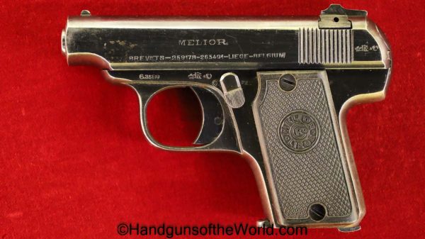 Melior, New Model, 6.35mm, Geco, Retailer Marked, with Holster, German, Germany, Belgian, Belgium, Handgun, Pistol, C&R, Collectible, 1920, WWII, WW2, .25
