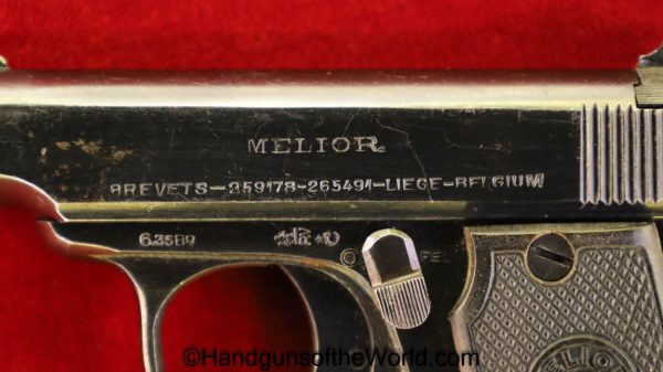 Melior, New Model, 6.35mm, Geco, Retailer Marked, with Holster, German, Germany, Belgian, Belgium, Handgun, Pistol, C&R, Collectible, 1920, WWII, WW2, .25