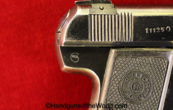 Melior, New Model, 6.35mm, Geco, Retailer Marked, with Holster, German, Germany, Belgian, Belgium, Handgun, Pistol, C&R, Collectible, 1920, WWII, WW2, .25