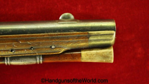 Hess, Flintlock, Pistol, .50 caliber, .50, Silver, Silver Mounted, Circa 1750, 1750, Antique, Handgun, Flint Lock, German, Germany, Excellent