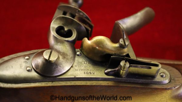 US, Model, 1836, Flintlock, Pistol, Johnson, 1842, .54, Outstanding, Flint Lock, USA, America, American, Antique, Handgun, Original, Non FFL
