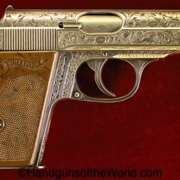 Walther, PPK, 7.65mm, Pre-War, Custom Engraved, with Silver Finish, Silver, Engraved, Custom, Handgun, Pistol, C&R, Collectible, Pocket, German, Germany, 32