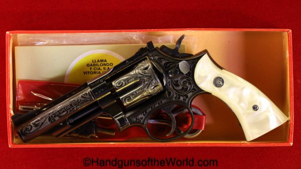 Llama, Martial, .38 Special, .38, 38, Factory Engraved, with Box, Engraved, Spain, Spanish, Handgun, Revolver, C&R, Collectible, 1974, Boxed, Blued