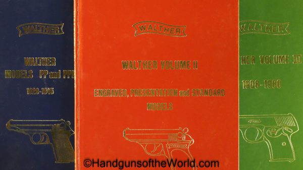 Walther Models PP & PPK, Books, Book, 3 Volume Set, Rankin, Walther, PP, PPK, Model, 1, 2, 3, 4, 5, 6, 7, 8, 9, Engraved, Green, Red, Blue, Set, James