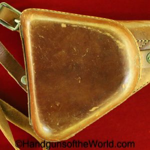 Nambu, Type 14, 14, Holster, with Shoulder Strap, Original, Japan, Japanese, Brown, Leather, Brass, Collectible, Handgun, Pistol, Hand gun